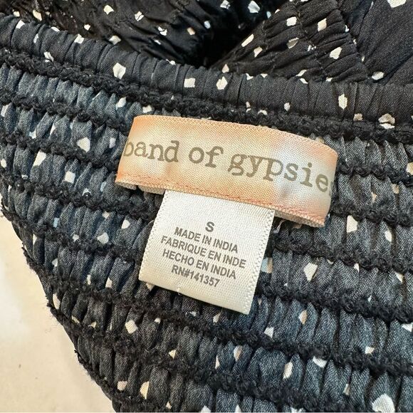 Band of Gypsies Jumpsuit Black White Polka Dot Wide Leg Smocked Back Size S - Picture 6 of 11